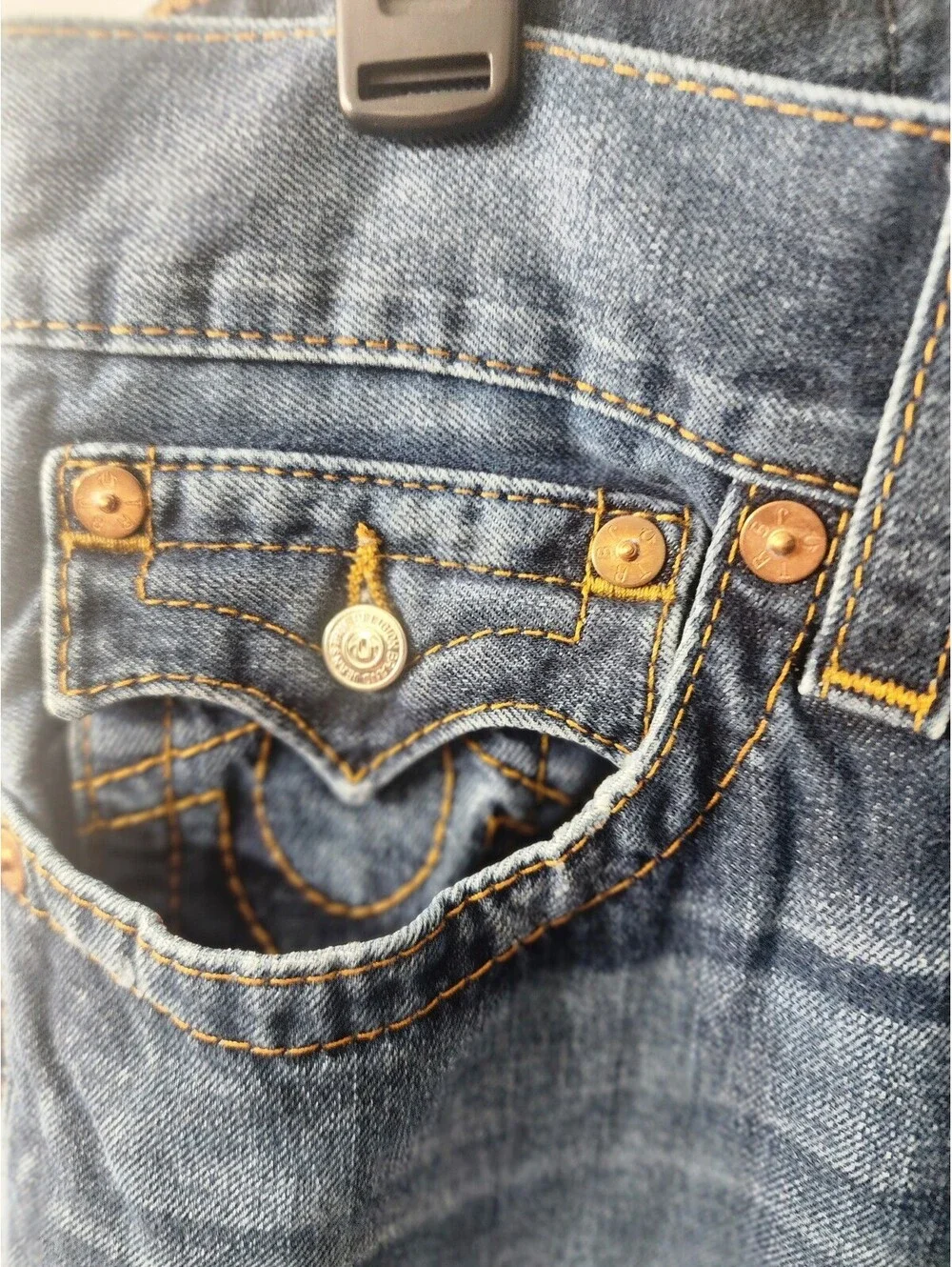 True Religion 34 by 33L Men's Slim Fit  Jeans with Signature Pocket Design